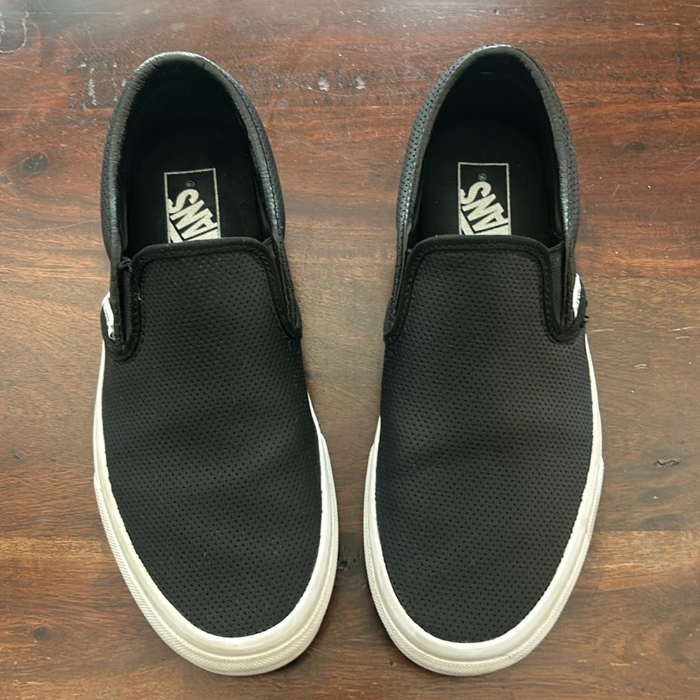 Vans Black Perforated Leather Slip-On